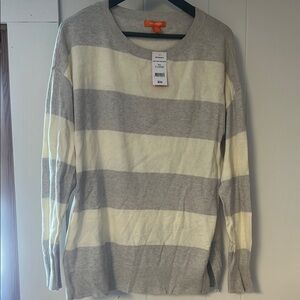 Gray and Cream Striped Sweater